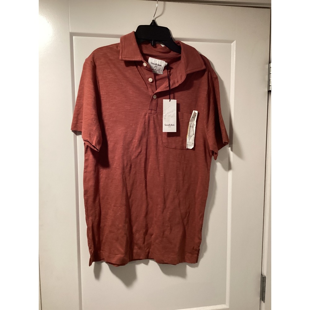 Goodfellow & Co Mens Small Rust Cotton Short Sleeve Pocket Polo Shirt